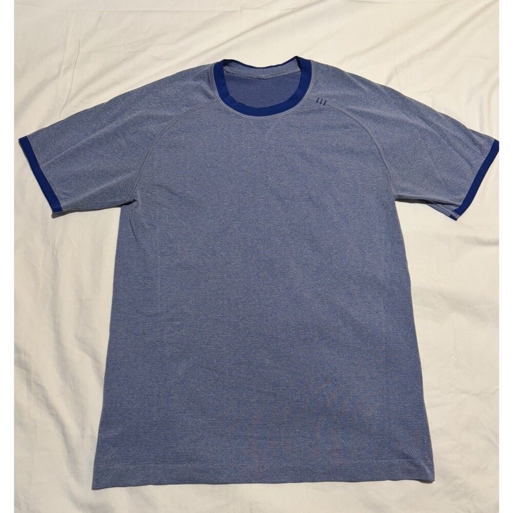 Lululemon Metal Vent Tech Shirt Mens Small Blue Ringer Short Sleeve Surge Run